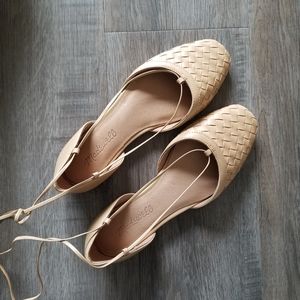 celina lace-up flats in woven leather